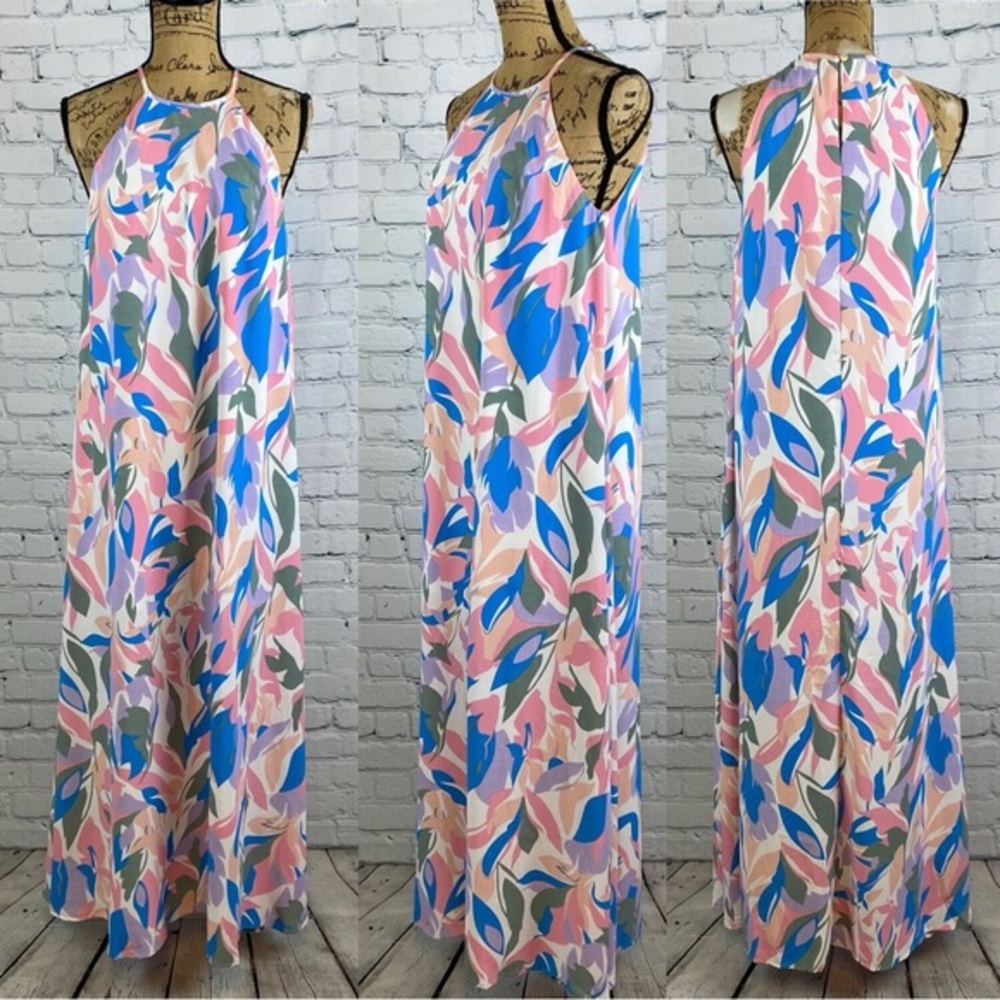 Entro Floral Print High Neck Sleeveless Maxi